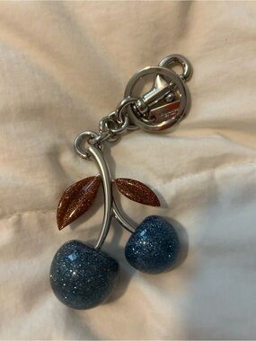 Glitter blue Cherry Keychain Bag Charm.